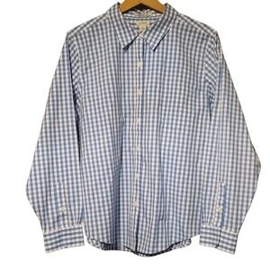 L.L.Bean Gingham Check Wrinkle Free Shirt Womens Large Petite Classic Preppy